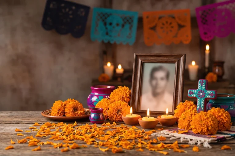 Armado de ofrenda de Día de Muertos